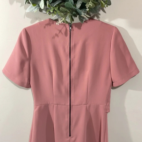 Topshop Drape Front Shift Dress Short Sleeve Pink 4 - Picture 5 of 15